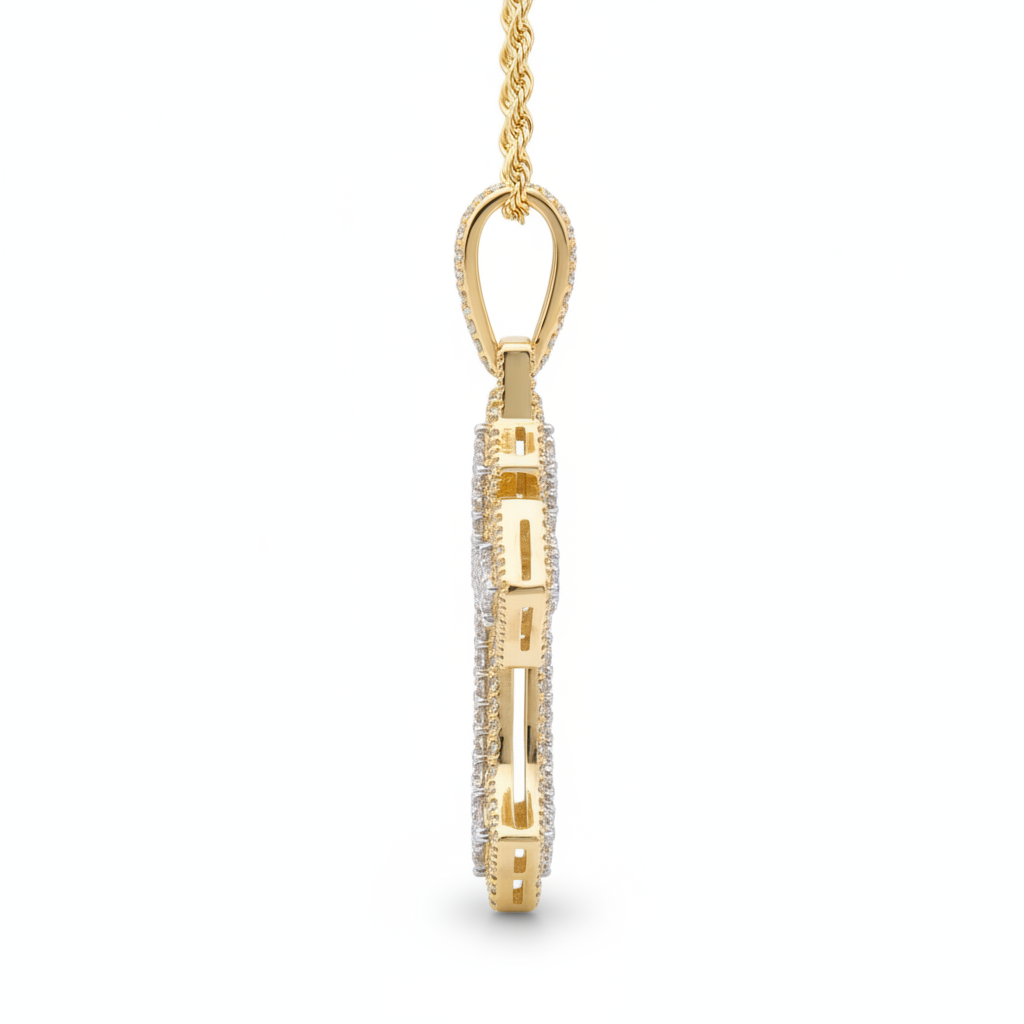 Ornate Diamond Cross Pendant in 10K Yellow Gold