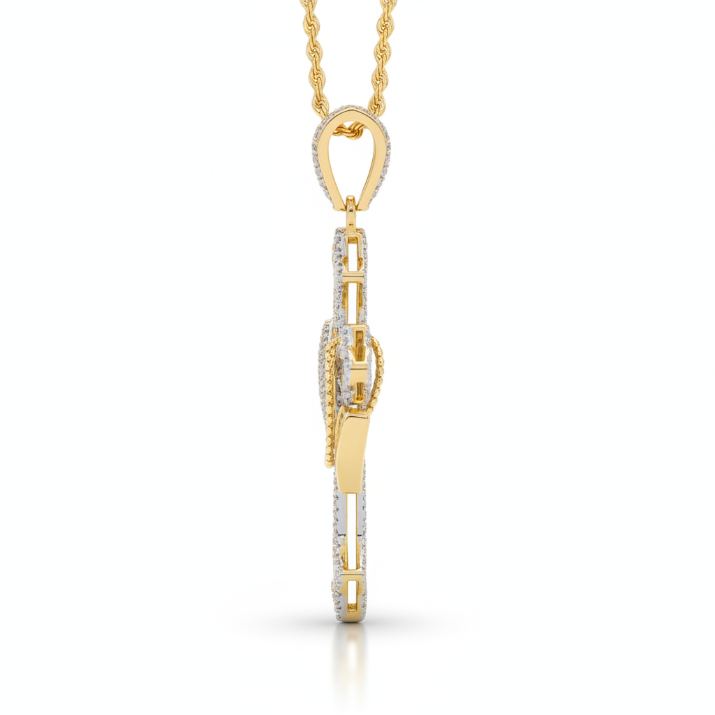 Diamond Religious Cross Pendant in 10K Yellow Gold