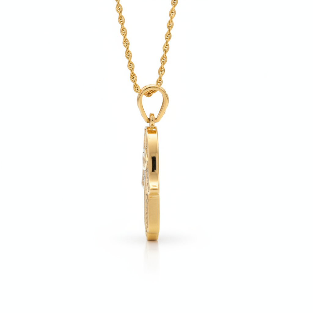 Diamond Hamsa Hand Pendant in 10K Yellow Gold