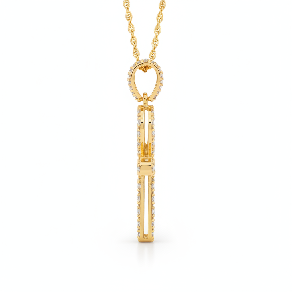 Diamond Ankh Cross Pendant in 10K Yellow Gold