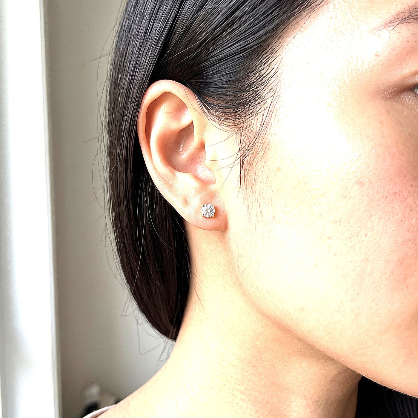 14K Solid Yellow Gold Daybreak 4 — Round CZ Stud Earrings 4mm