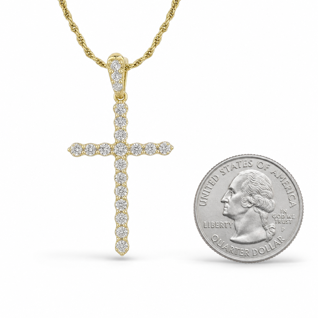 Diamond Cross Pendant in 10K Yellow Gold