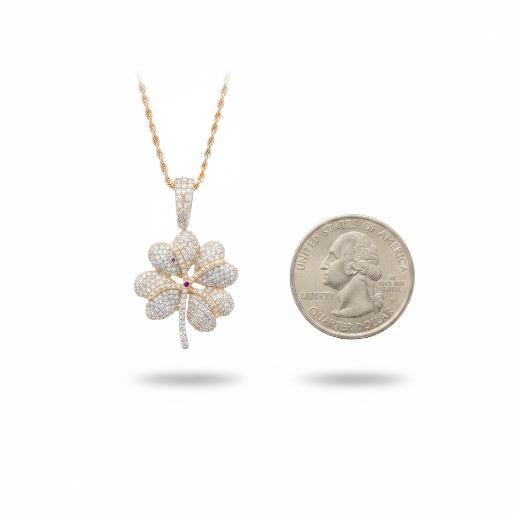 Diamond Flower Pendant in 14K White Gold