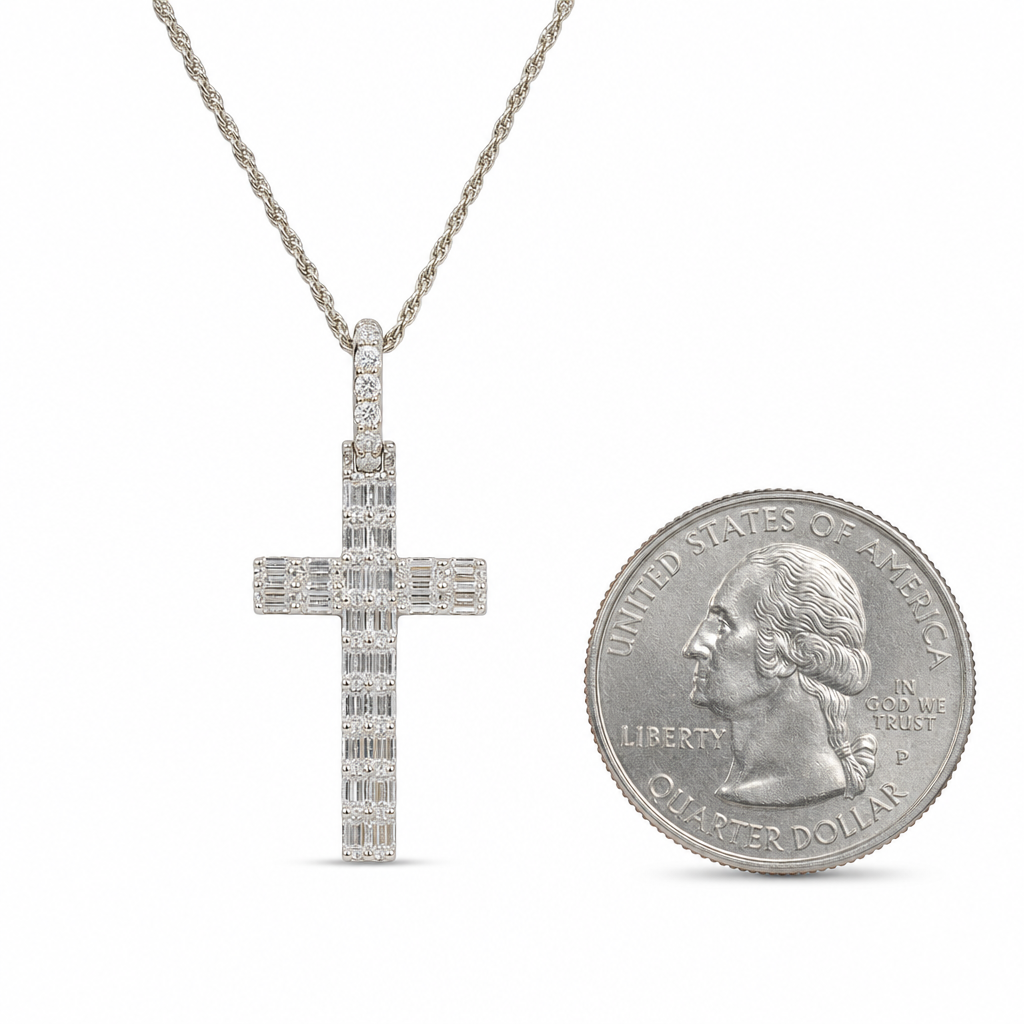 Lab Diamond Cross Pendant in 14K White Gold