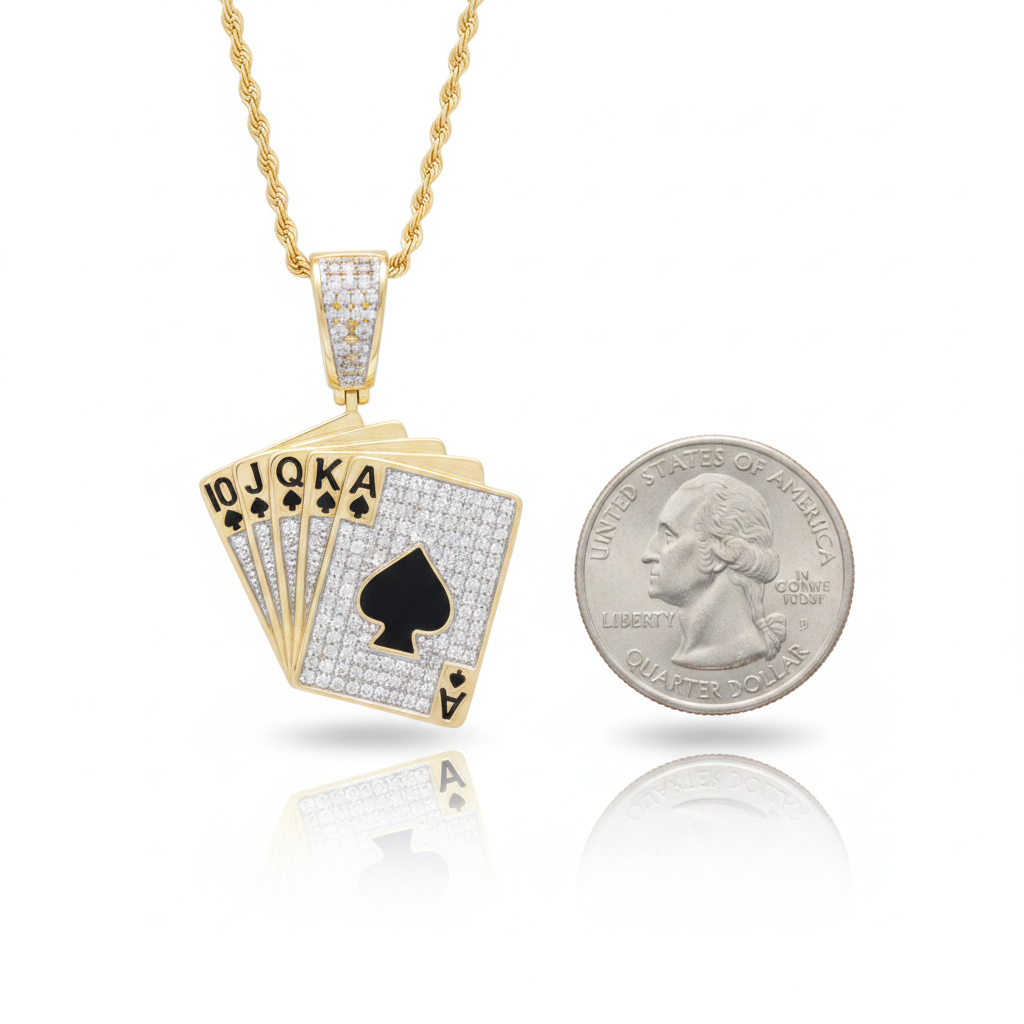 Diamond Royal Flush Pendant in 10K Yellow Gold