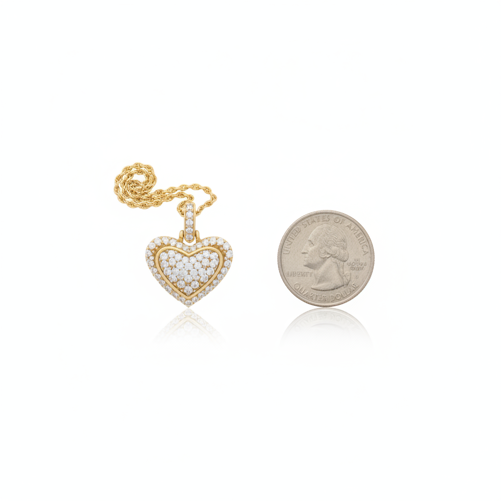 Diamond Heart Pendant in 10K Yellow Gold