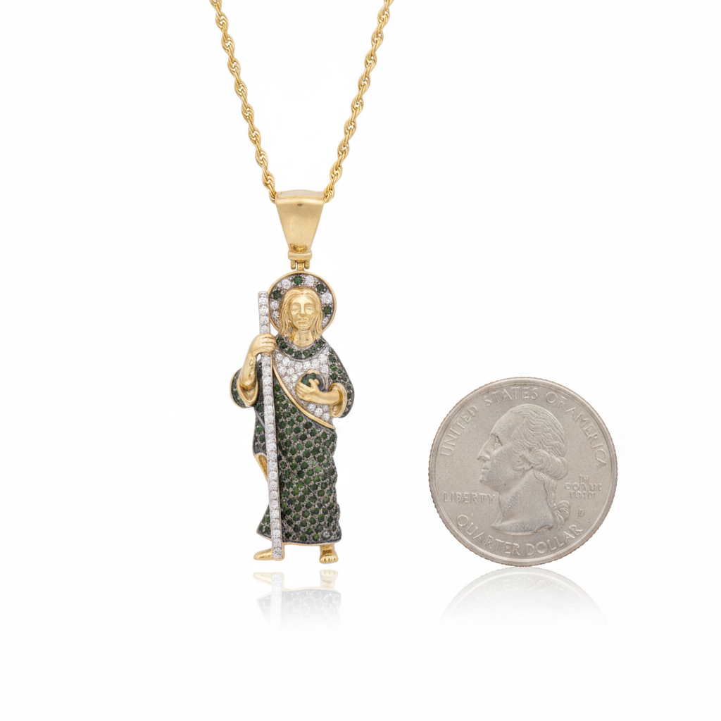 Diamond San Judas Pendant in 10K Yellow Gold
