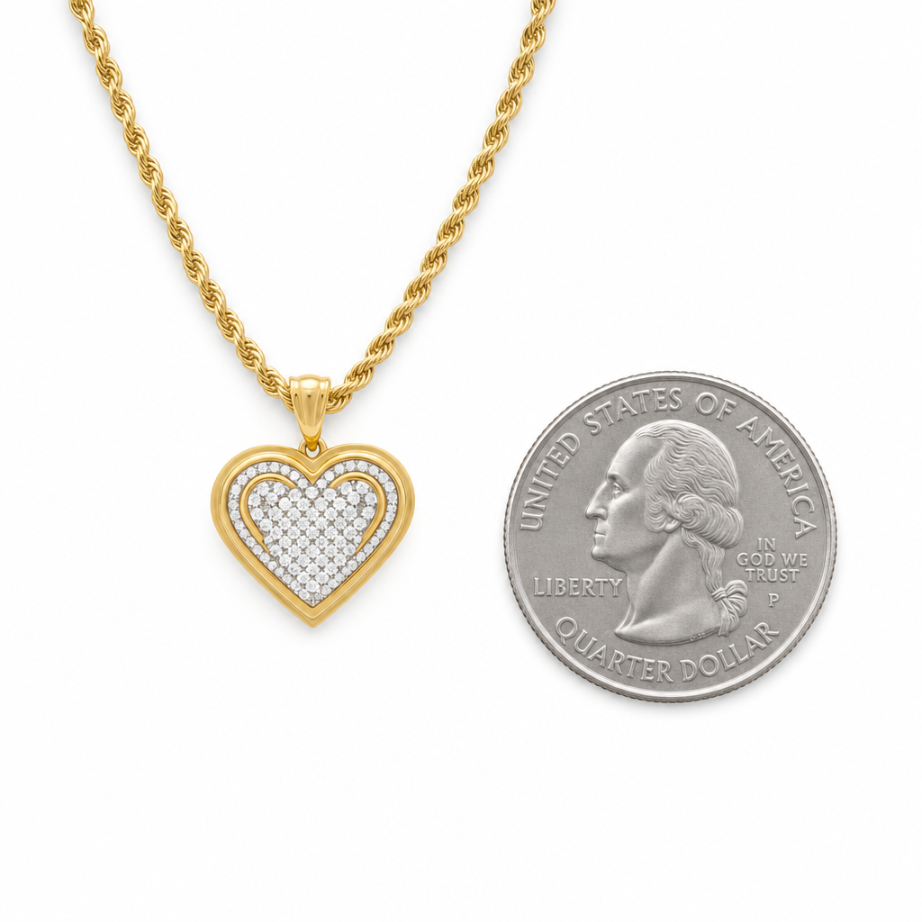 Lab Diamond Heart Pendant in 10K Yellow Gold