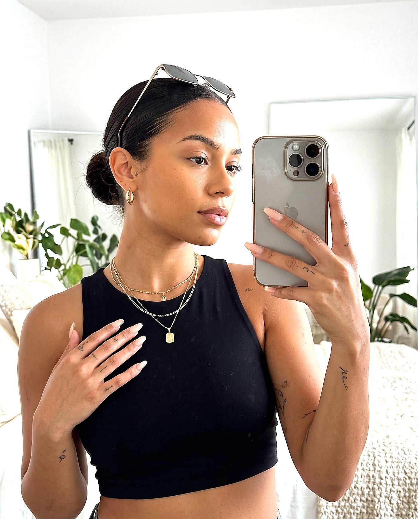 10K Solid Yellow Gold Hive — Textured Huggie Hoop Earrings 14mm