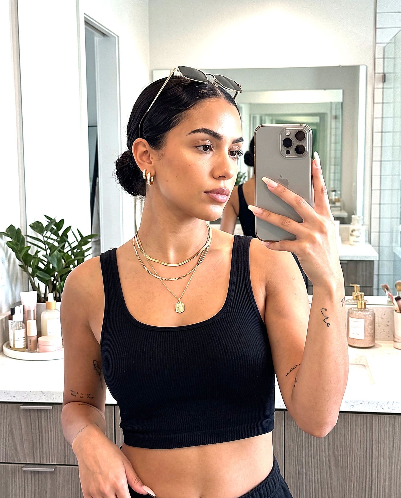 14K Solid Yellow Gold Halo — CZ Pavé Huggie Hoop Earrings