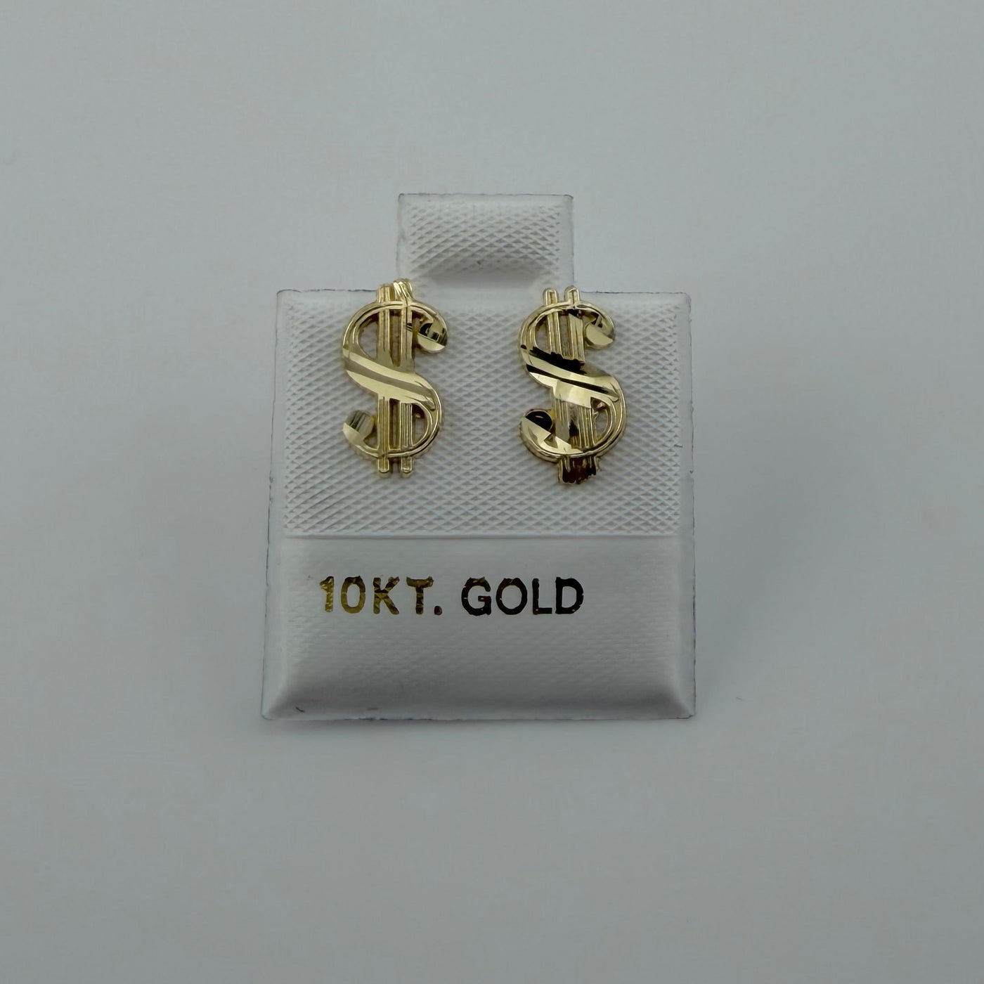10K Yellow Gold Money Sign Earrings Small