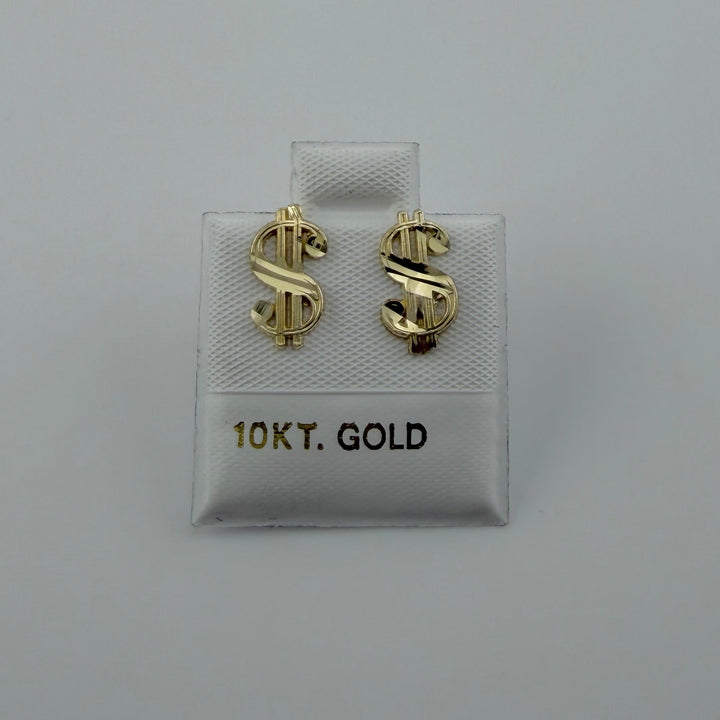 10K Yellow Gold Money Sign Earrings Small