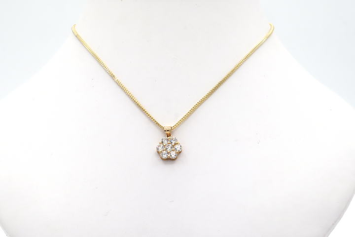 10K Solid Gold White CZ Flower Charm (7 Stones)
