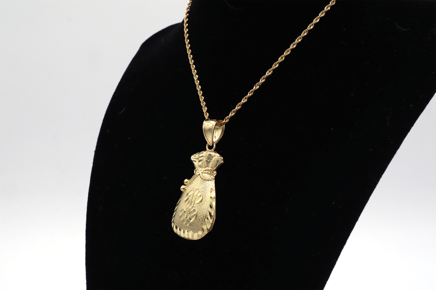 10K Solid Gold Long Fat Money Bag Charm