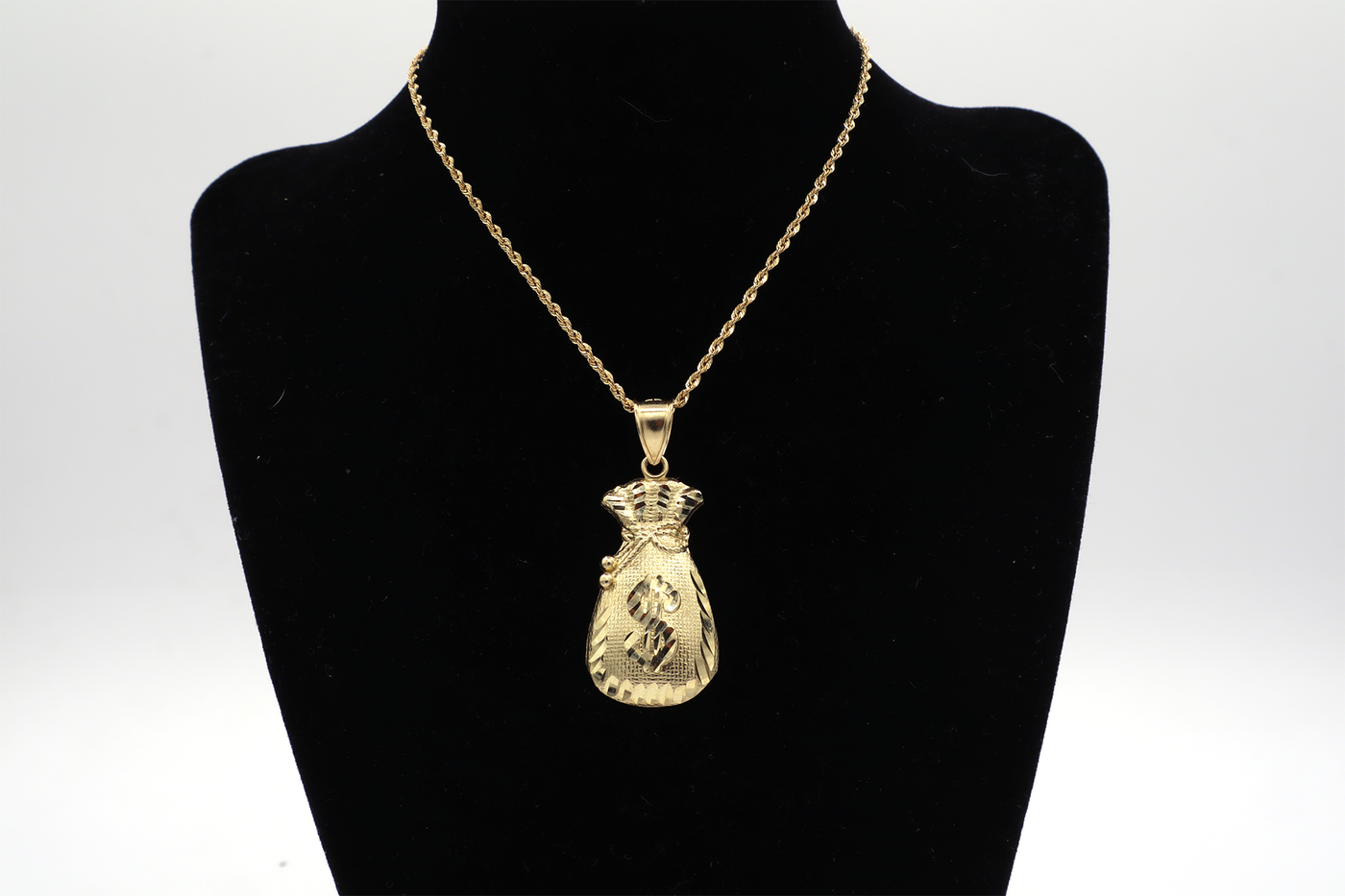 10K Solid Gold Long Fat Money Bag Charm