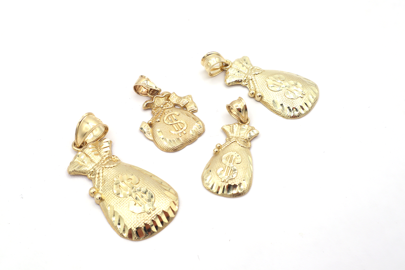 10K Solid Gold Long Fat Money Bag Charm