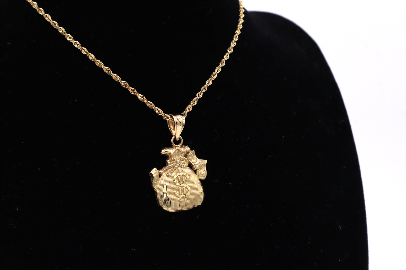 10K Solid Gold Long Fat Money Bag Charm