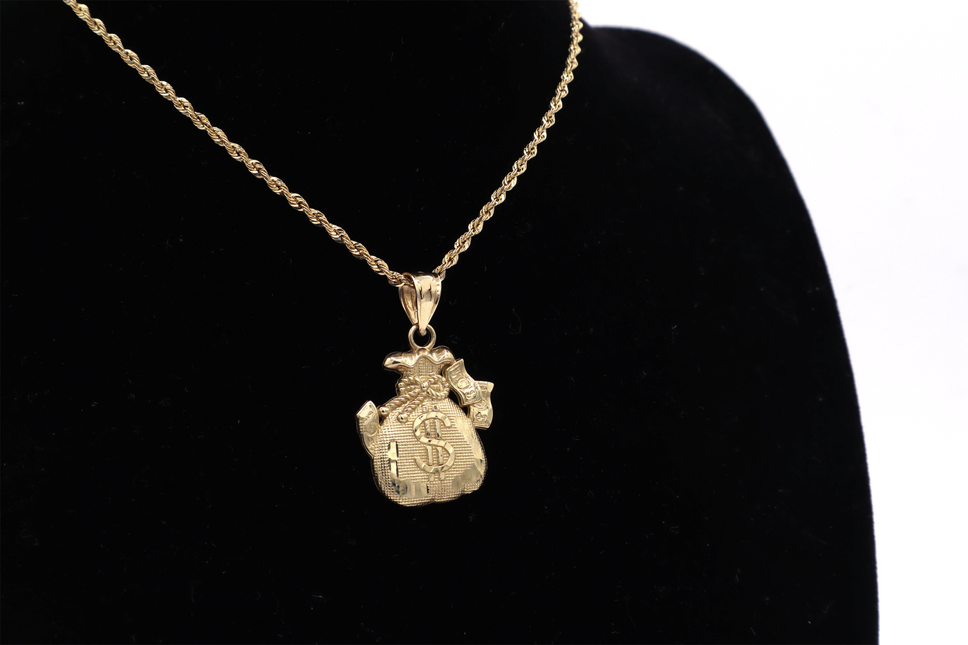 10K Solid Gold Long Fat Money Bag Charm