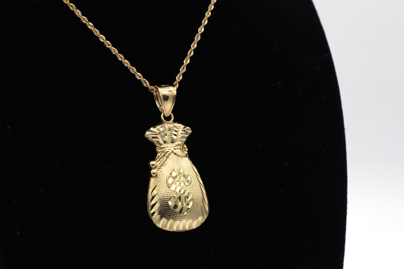 10K Solid Gold Long Fat Money Bag Charm