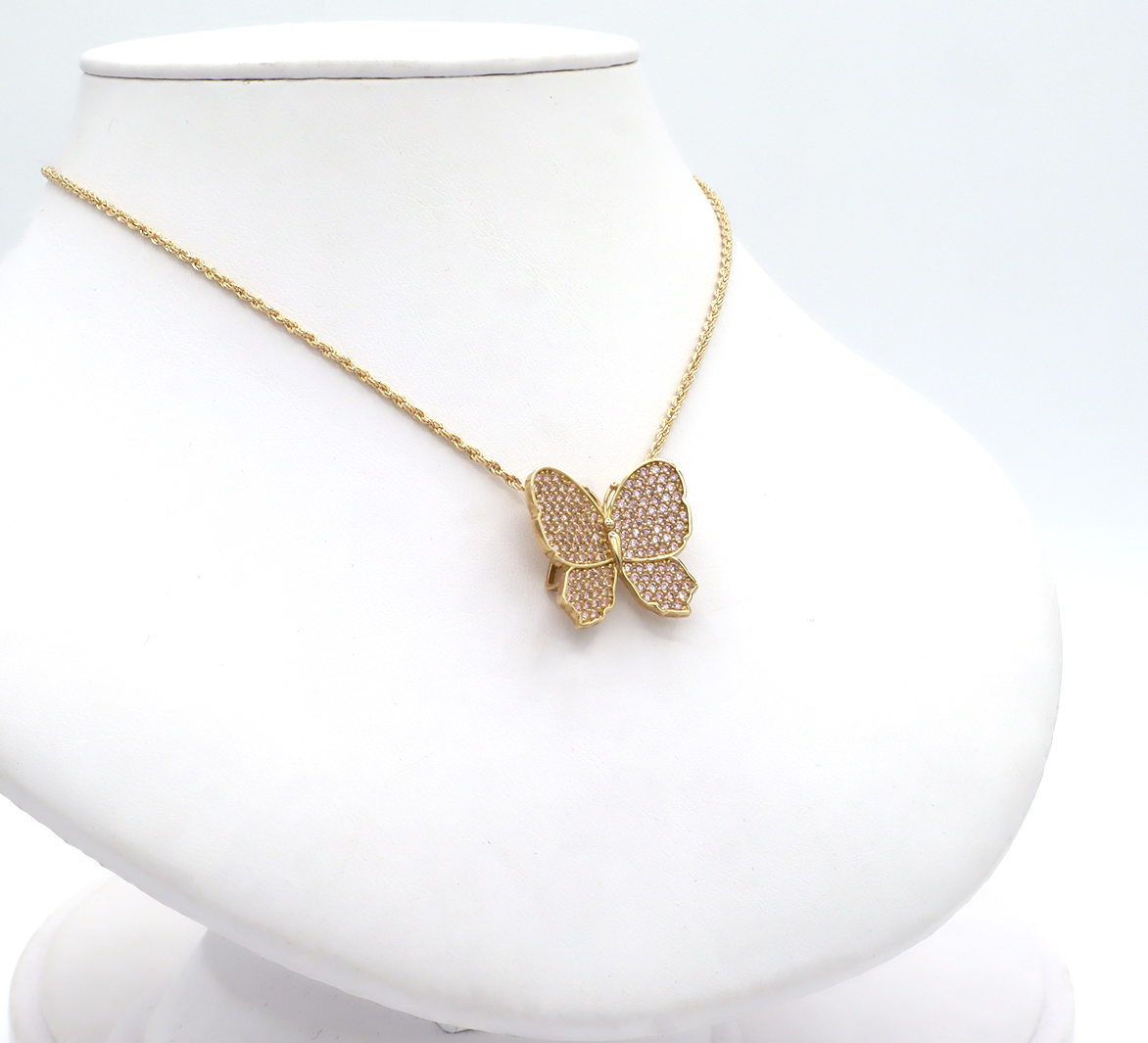10K Solid Gold Pink Butterfly Charm