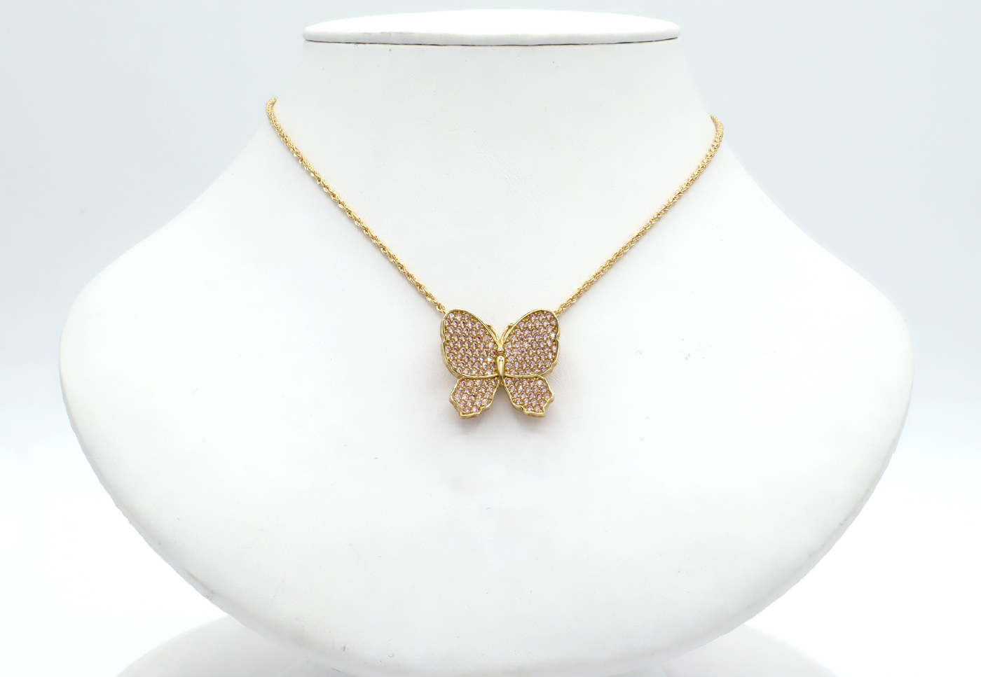 10K Solid Gold Pink Butterfly Charm