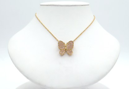 10K Real Gold Pink Butterfly Charm STF DIAMONDS