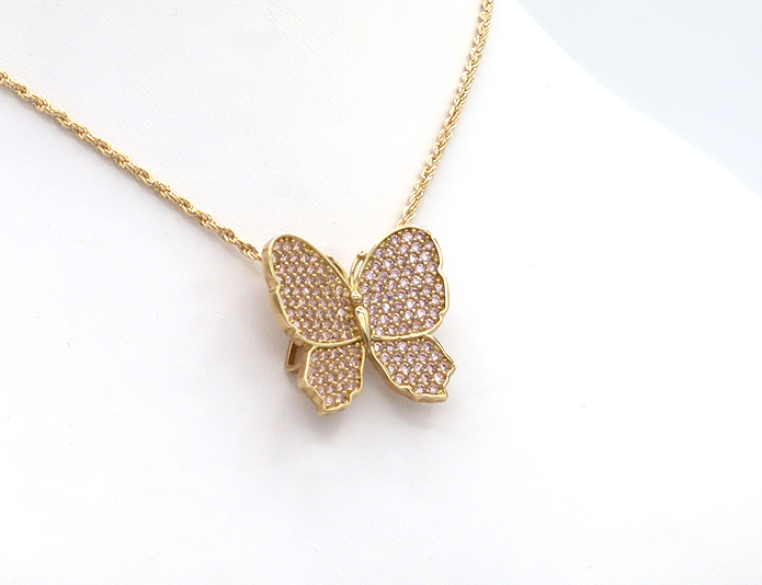 10K Solid Gold Pink Butterfly Charm