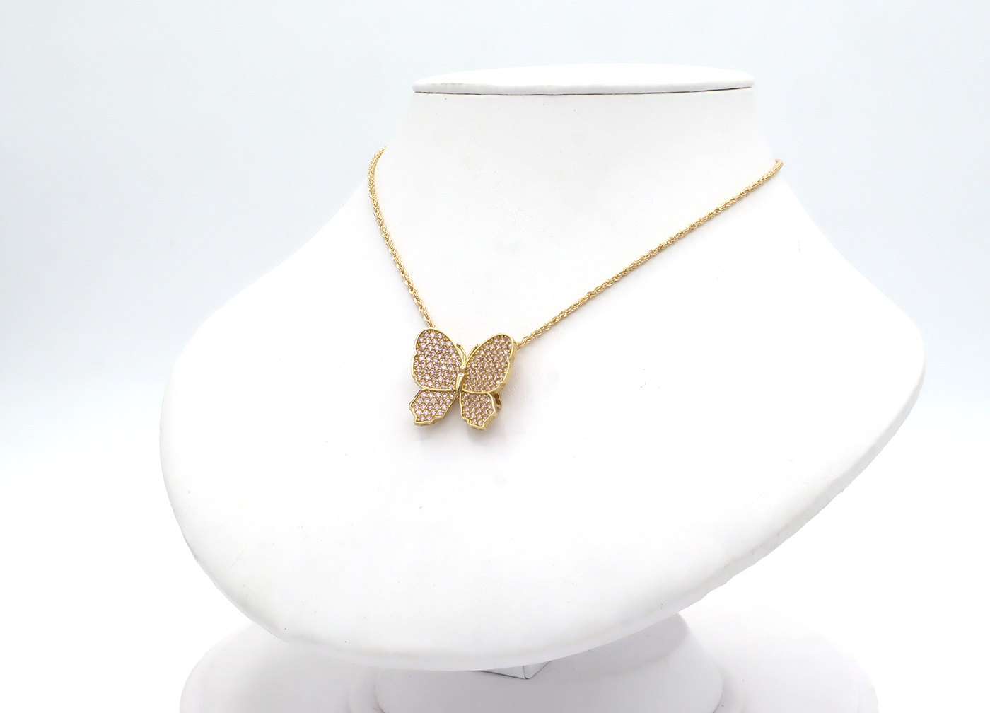 10K Solid Gold Pink Butterfly Charm