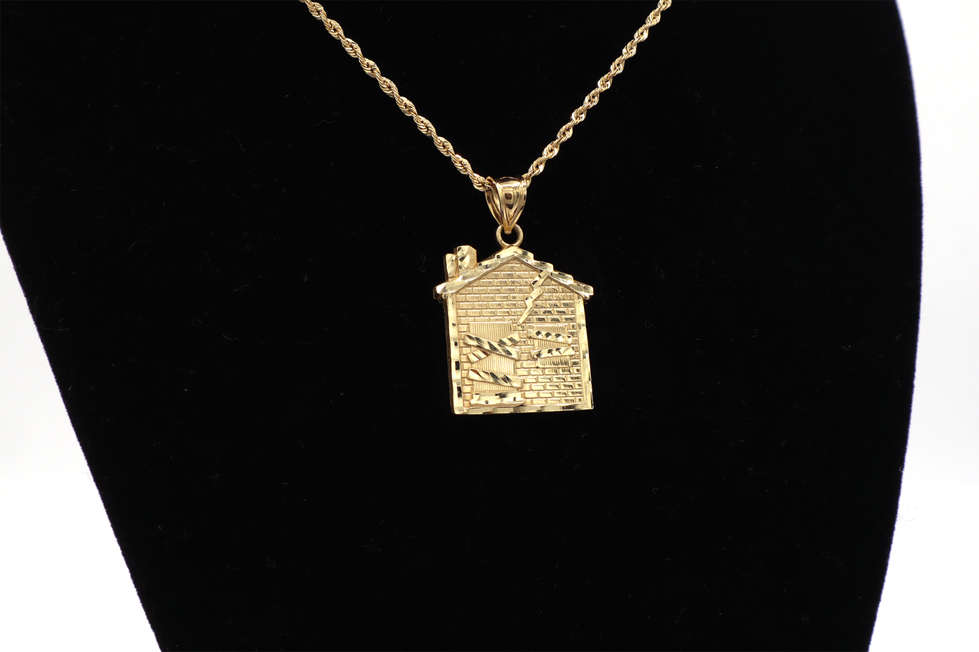10K Solid Gold Diamond-Cut Trap House Charm