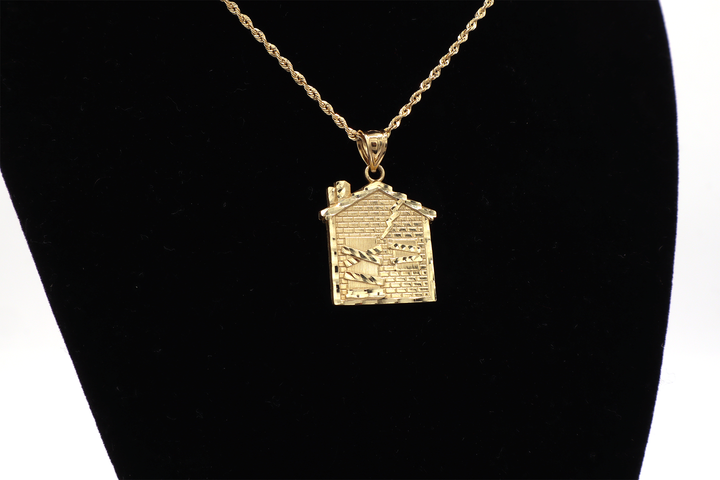 10K Solid Gold Diamond-Cut Trap House Charm