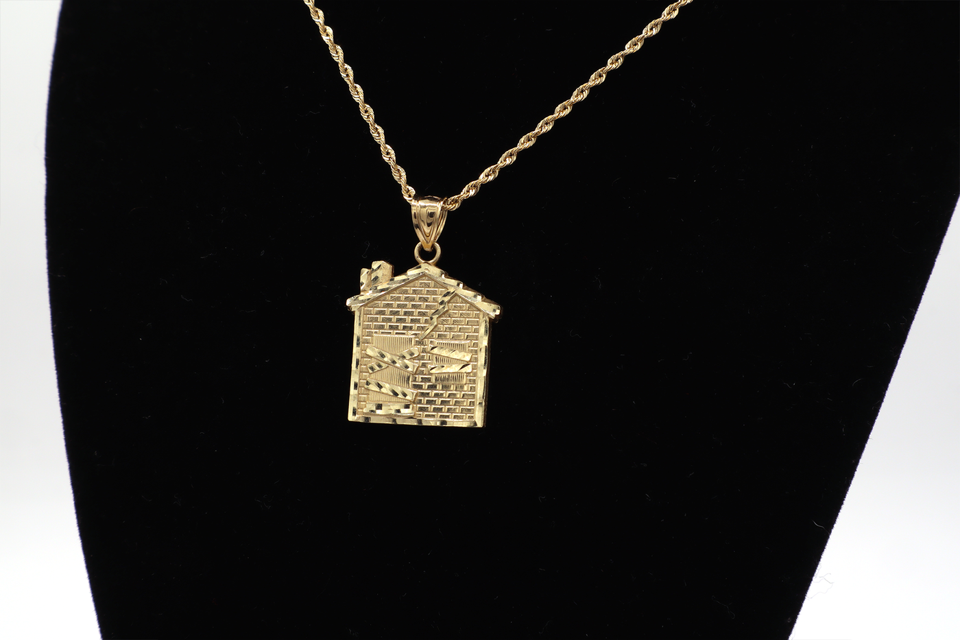 10K Solid Gold Diamond-Cut Trap House Charm