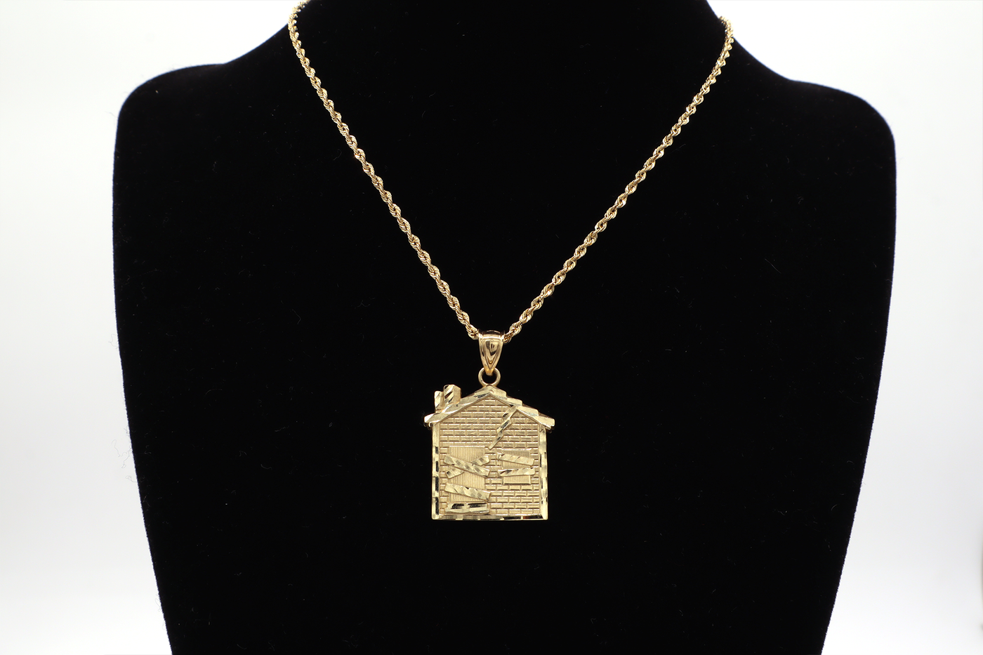 10K Solid Gold Diamond-Cut Trap House Charm