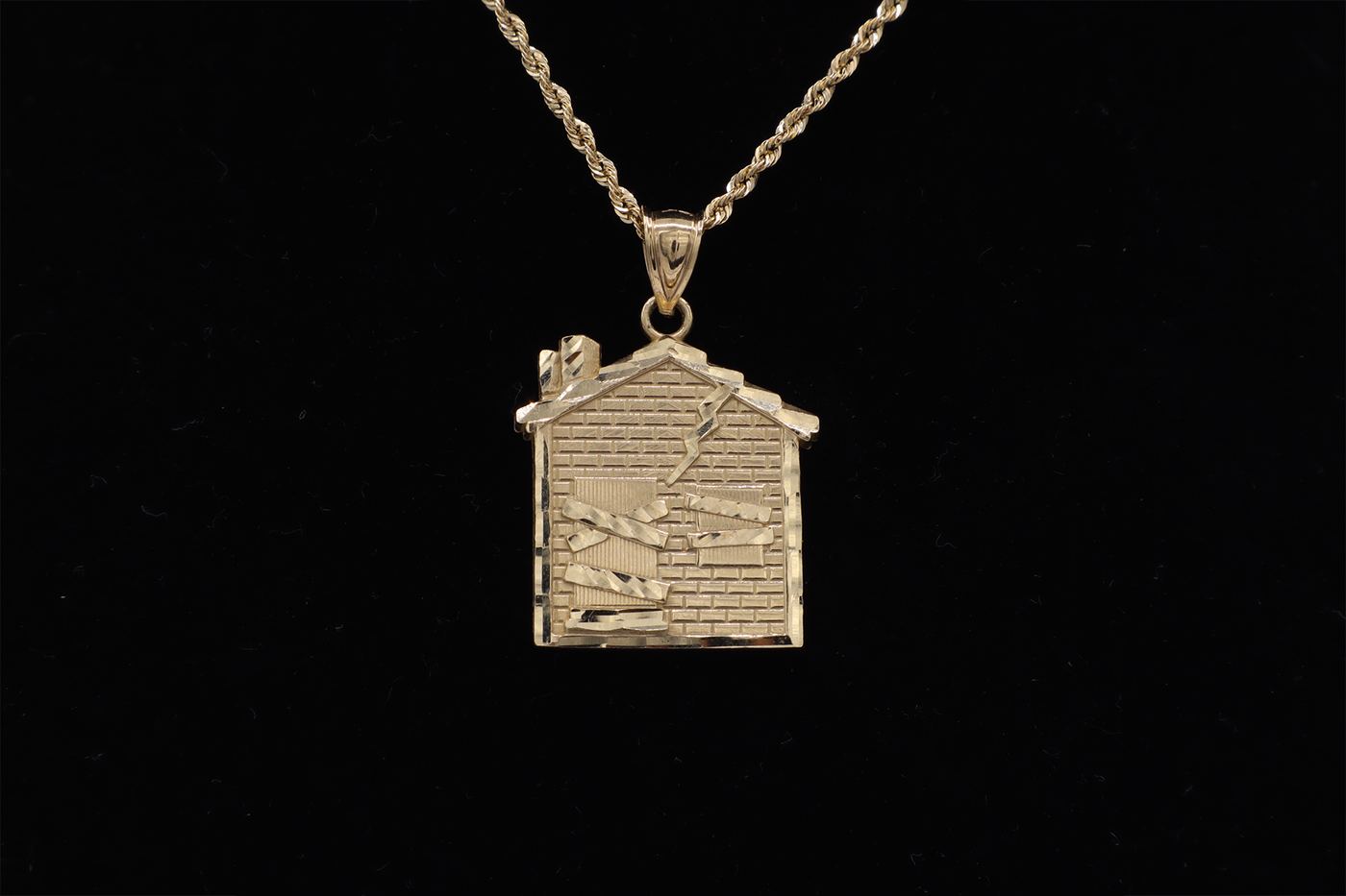 10K Solid Gold Diamond-Cut Trap House Charm
