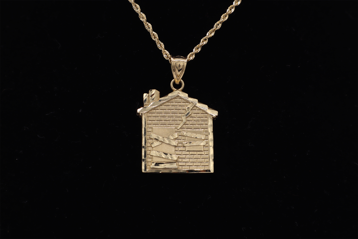 10K Solid Gold Diamond-Cut Trap House Charm