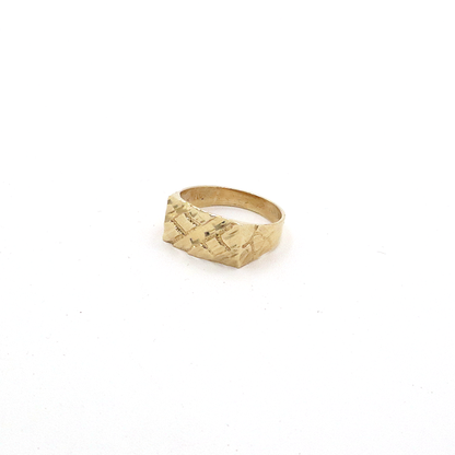 10K Pure Yellow Gold Gold Nugget Ring - Bold & Timeless Style - STF DIAMONDS