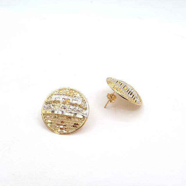 Hello Kitty Full Body Rolly Heart with Laser Cut 10K Pure Yellow Gold Earrings -STF DIAMONDS