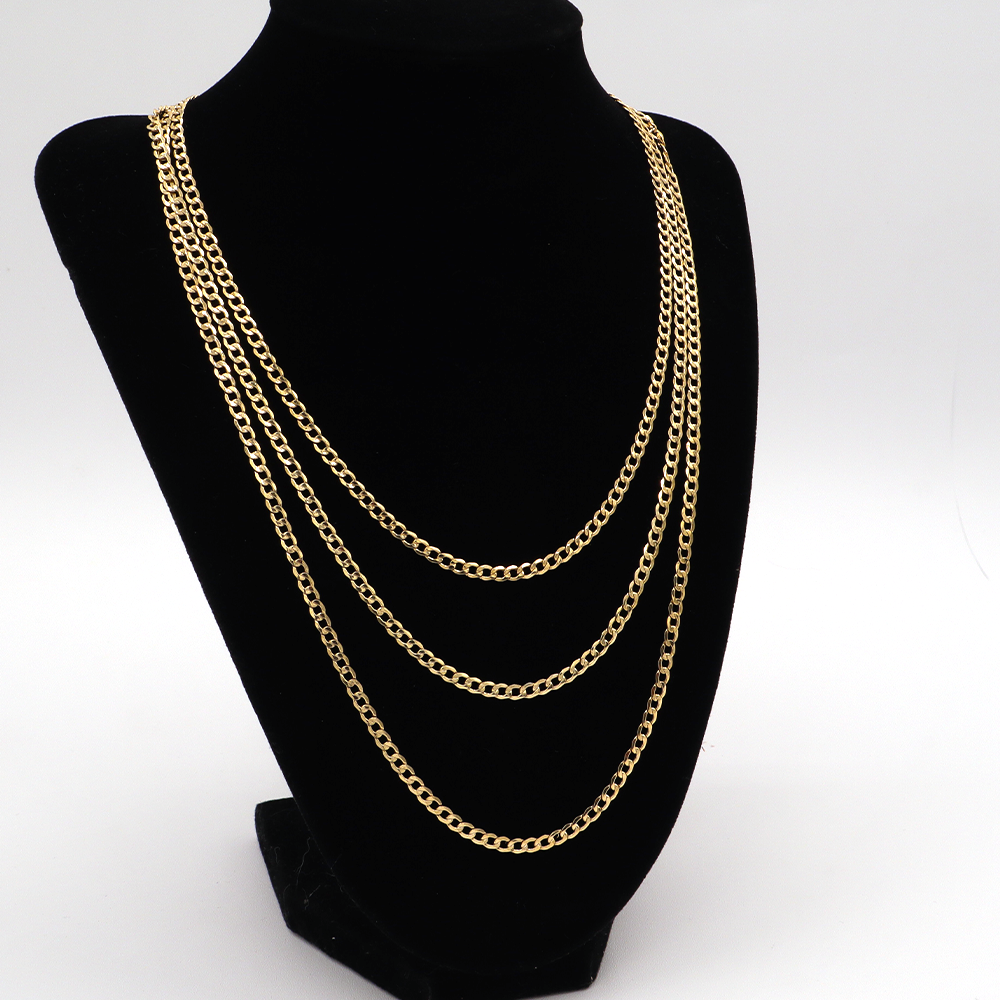 Stf Chain 3.5MM Elegant Fat Cuban Chain Necklace Real 10K Yellow Gold - STF DIAM ...
