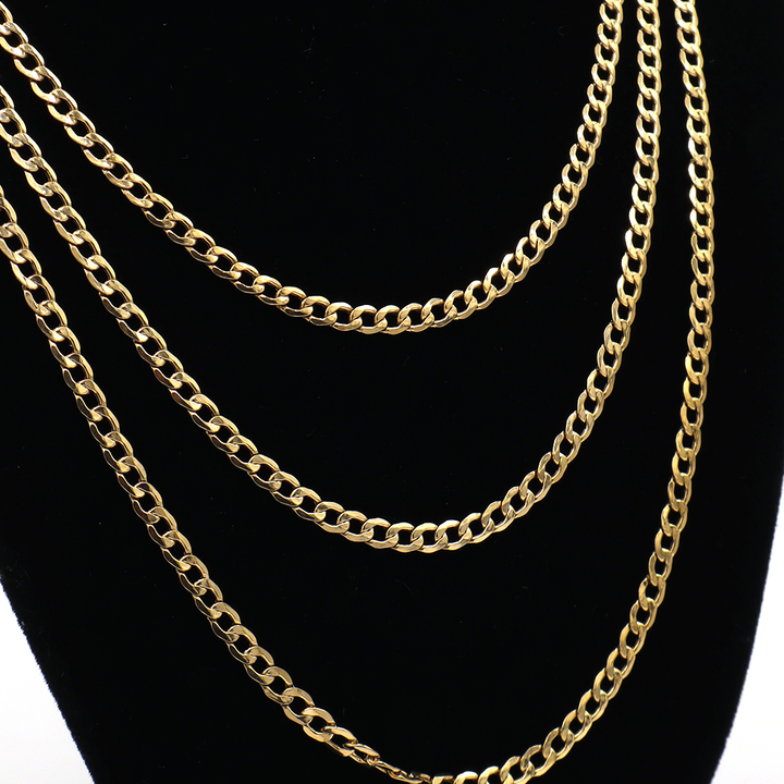 10K Solid Yellow Gold 3.5mm Fat Cuban Chain Necklace 16-26"