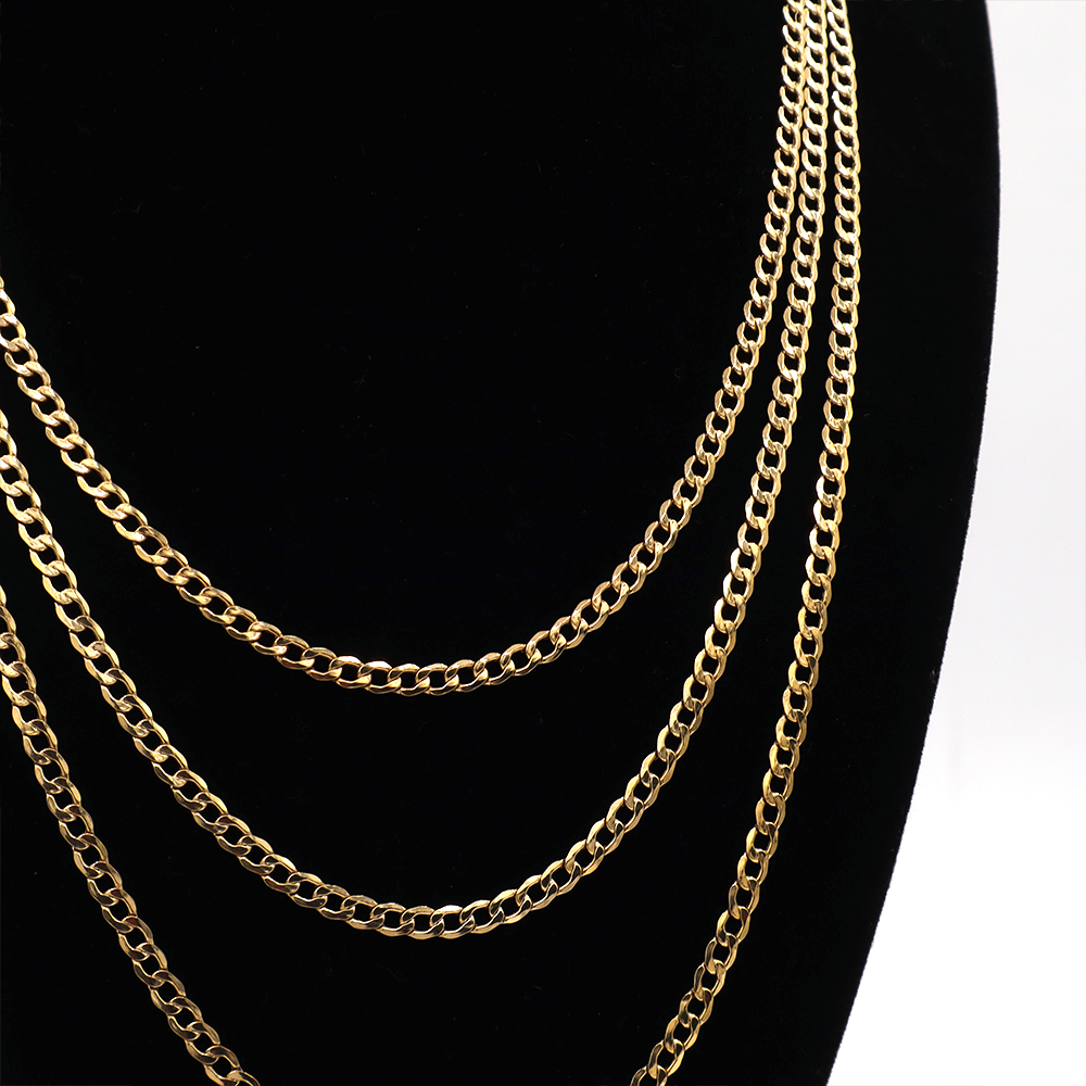 Stf Chain 3.5MM Elegant Fat Cuban Chain Necklace Real 10K Yellow Gold - STF DIAM ...