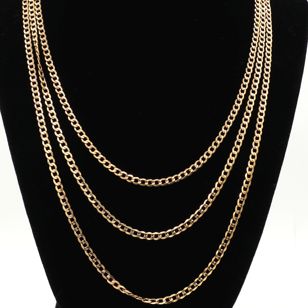 3.5MM Elegant Fat Cuban Chain Necklace Real 10K Yellow Gold - STF DIAMONDS
