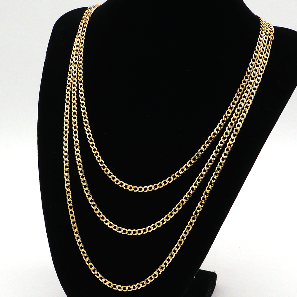 10K Solid Yellow Gold 3.5mm Fat Cuban Chain Necklace 16-26"