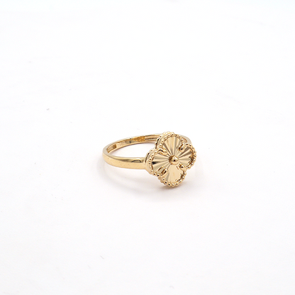 10K Yellow Gold Four Leaf Lucky Clover Charm Ring - STF DIAMONDS