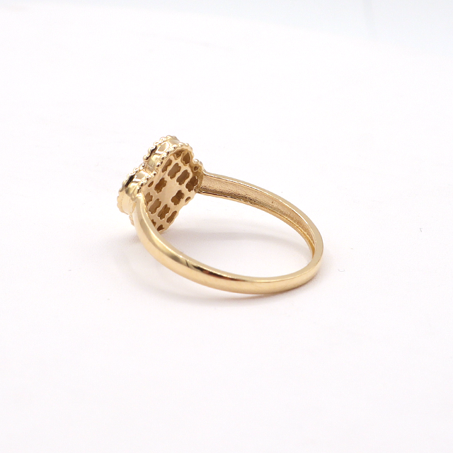 10K Yellow Gold Four Leaf Lucky Clover Charm Ring - STF DIAMONDS