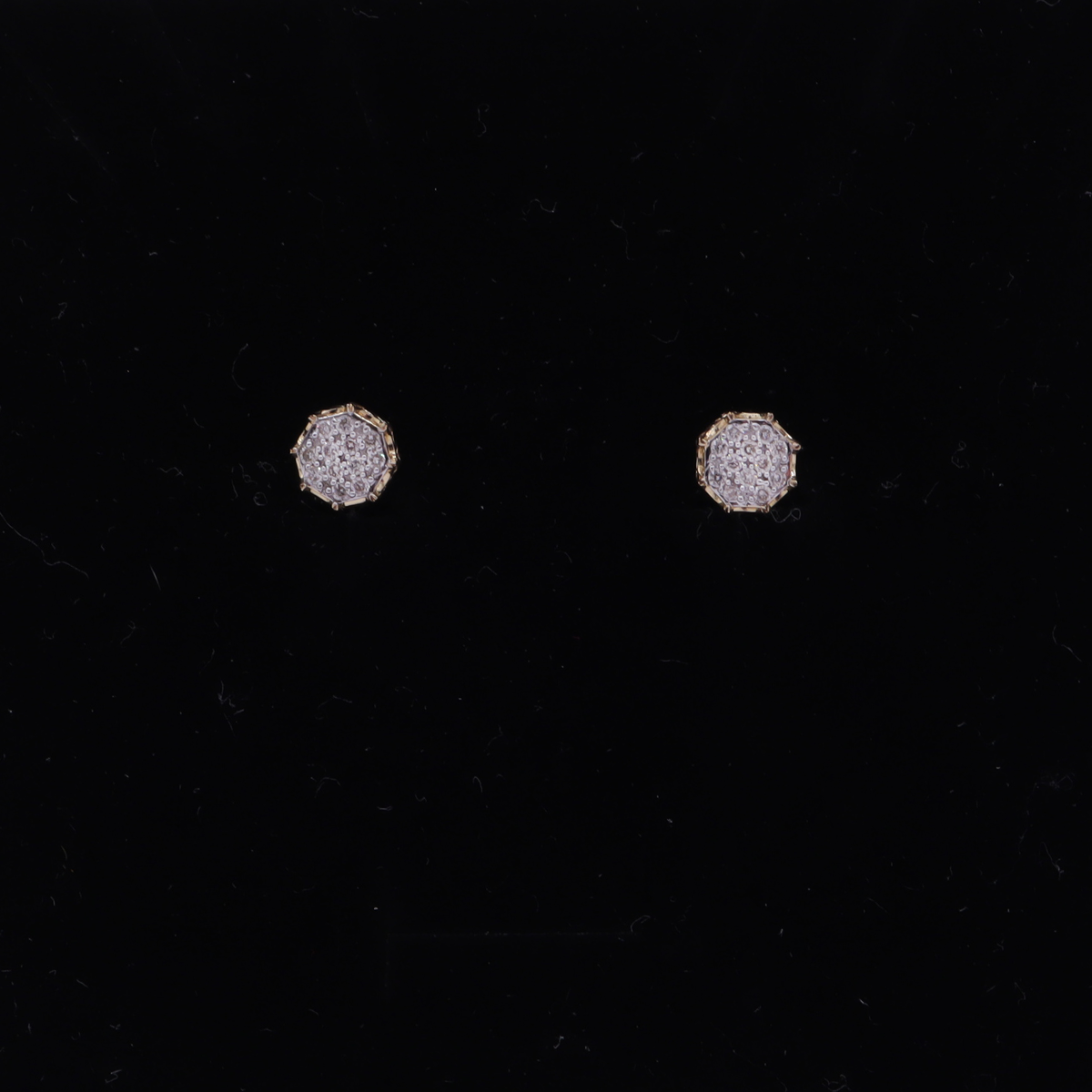 10K Yellow Gold Pavé Diamond Octagon shaped Stud earrings - STF DIAMONDS