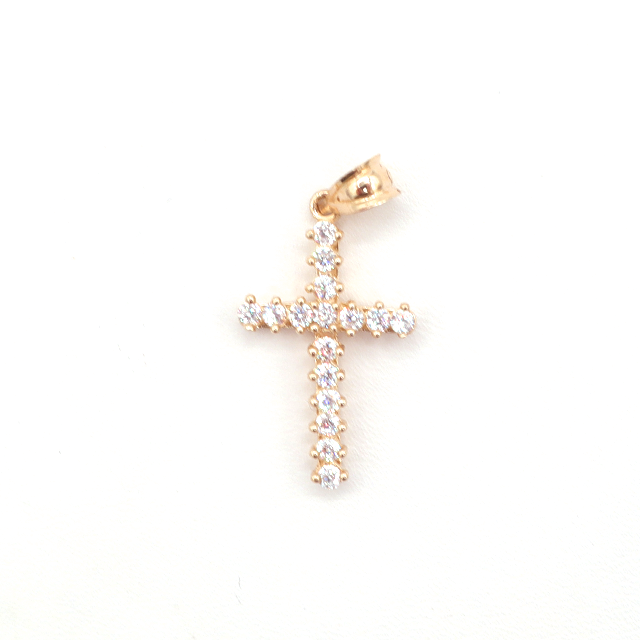 10K Yellow Gold The cross charm Small Size with CZ cubics - STF DIAMONDS