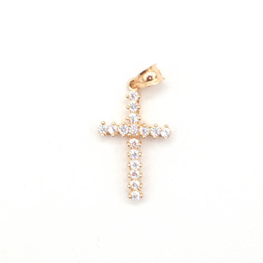 10K Yellow Gold The cross charm Small Size with CZ cubics - STF DIAMONDS