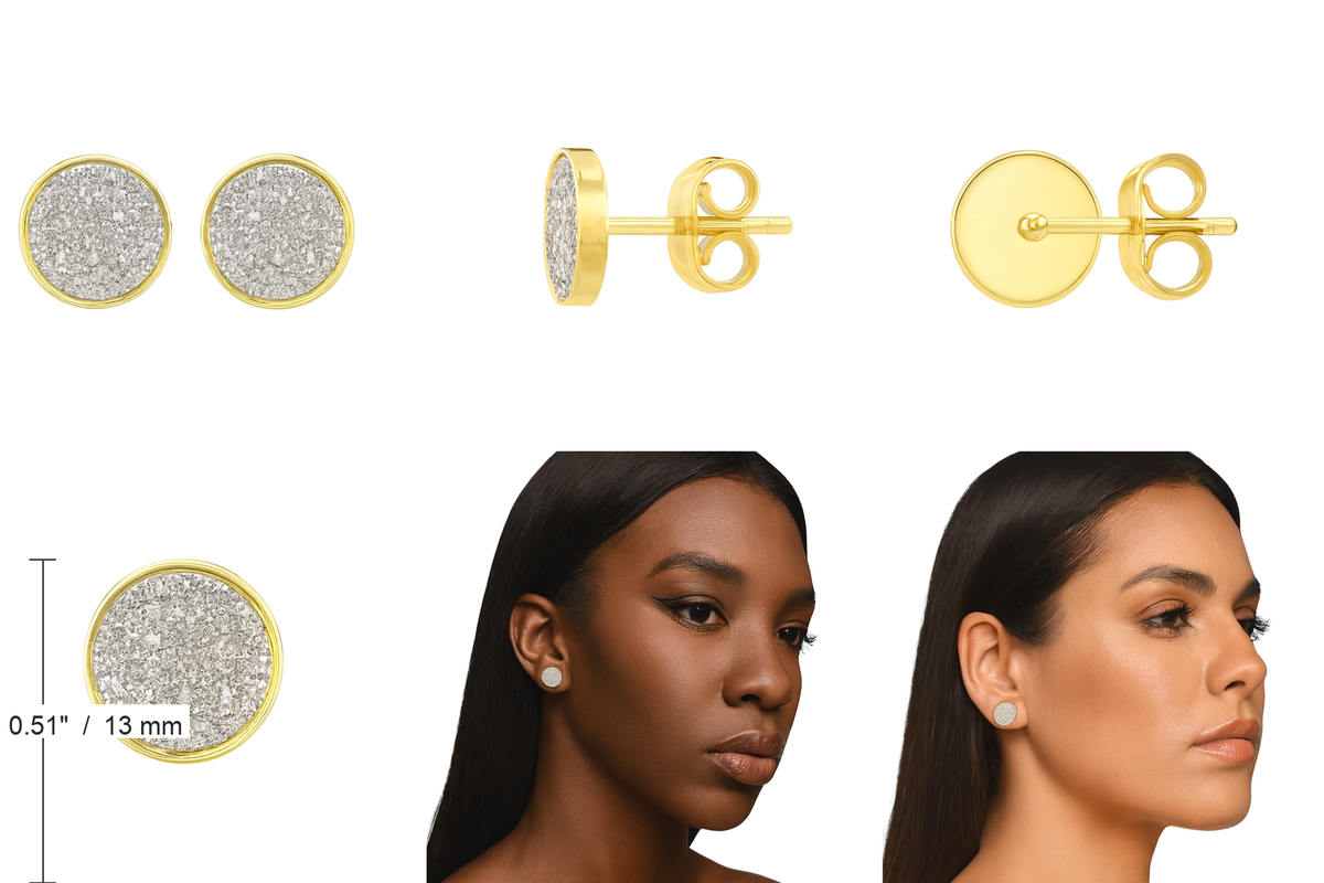 10K Diamond Disc Earrings 13mm - product overview