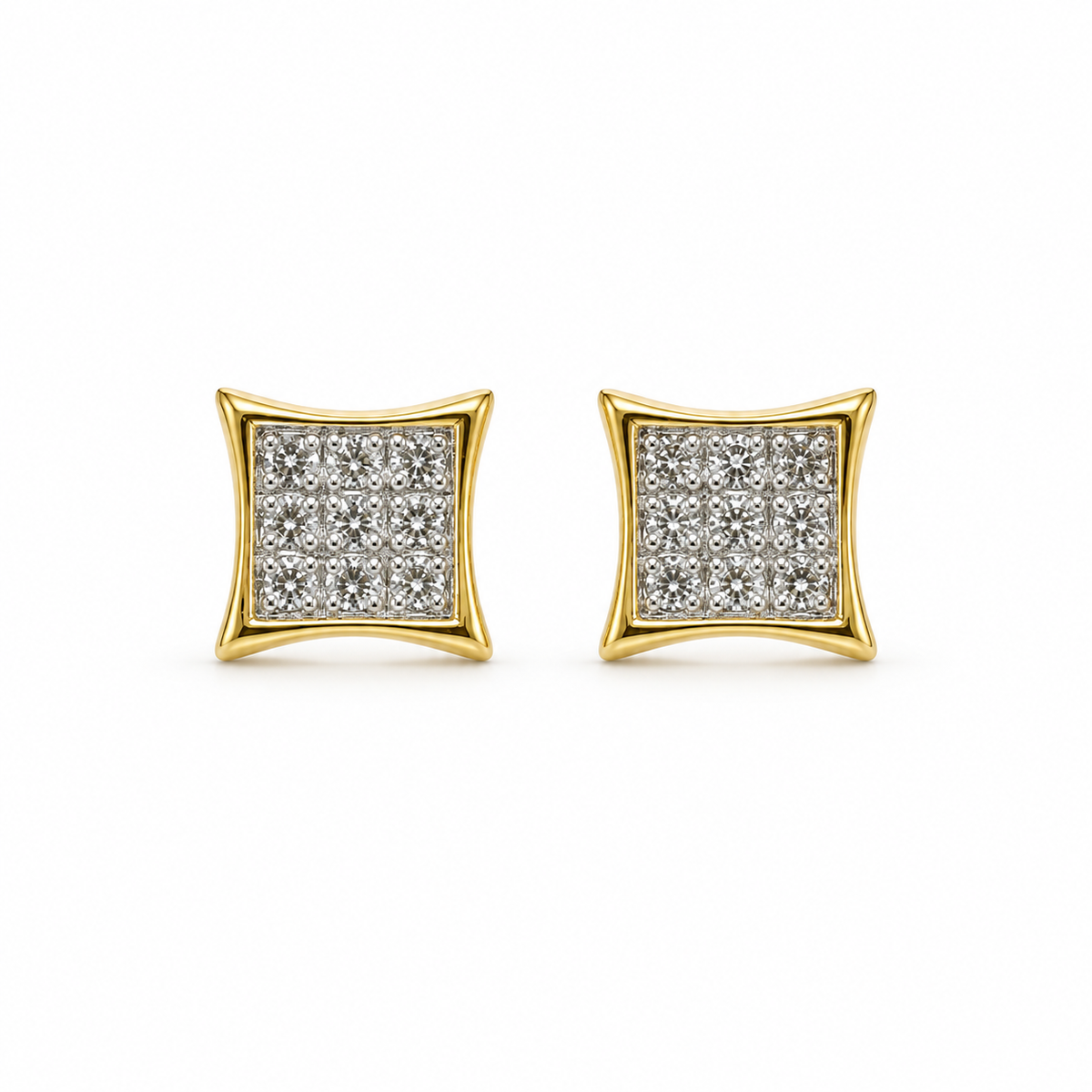10K Gold 6mm Diamond Kite Earrings - front view