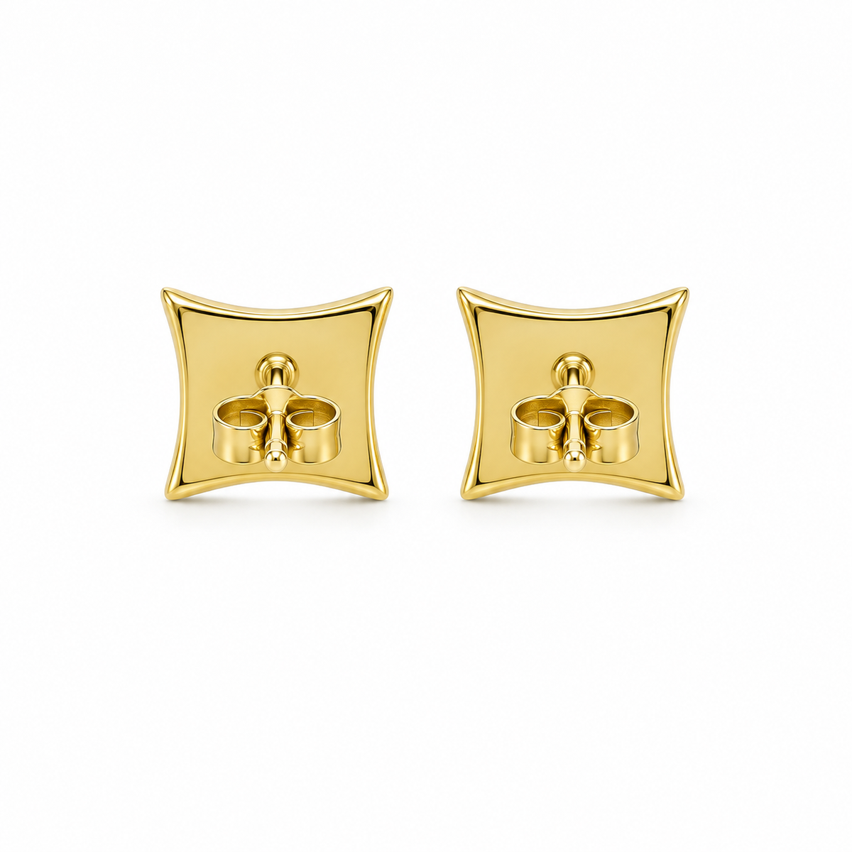 10K Gold 6mm Diamond Kite Earrings - back view