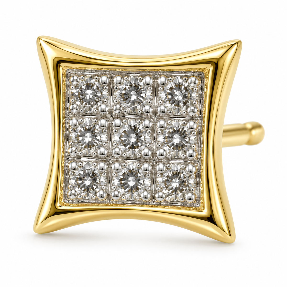 10K Gold 6mm Diamond Kite Earrings - macro detail